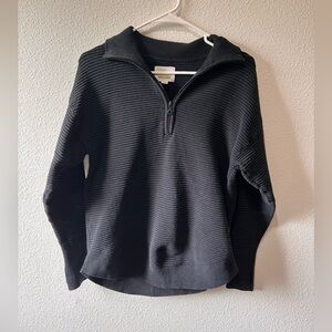 Aerie Black Ribbed Zip-Up Sweater